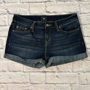 GAP Low Rise Jean Shorts Cuffed Hem Dark Wash Blue Denim Shorts Women’s Size 4